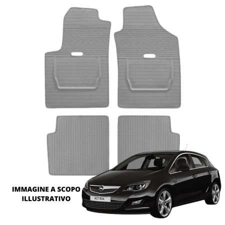 LUCEV Tappetini in Gomma per Opel Astra J (10>), Grigio, con Fermi