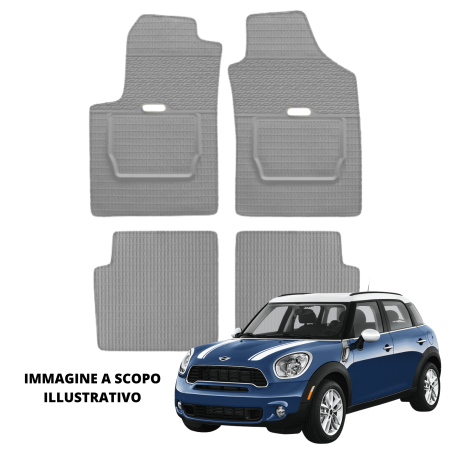 LUCEV Tappetini in Gomma per Mini Countryman (10>), Grigio, con Fermi