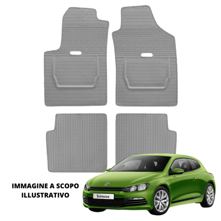 LUCEV Tappetini in Gomma per Volkswagen Scirocco (08>), Grigio, con Fermi