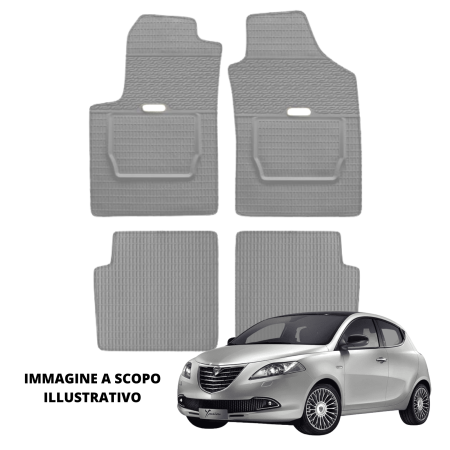 LUCEV Tappetini in Gomma per Lancia Ypsilon (06/11>), Grigio, con Fermi