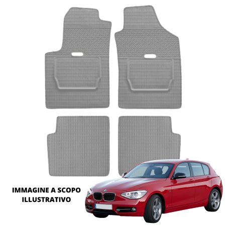LUCEV Tappetini in Gomma per BMW Serie 1 (09/11>), Grigio, con Fermi