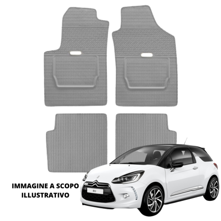 LUCEV Tappetini in Gomma per Citroën DS3 (10>), Grigio, con Fermi
