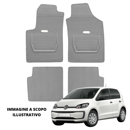 LUCEV Tappetini in Gomma per Volkswagen Up (12>), Grigio, con Fermi
