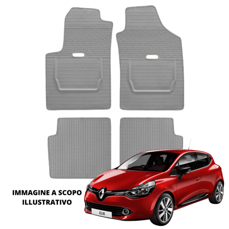 LUCEV Tappetini in Gomma per Renault Clio (12>), Grigio, con Fermi