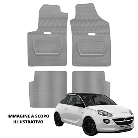 LUCEV Tappetini in Gomma per Opel Adam (13>), Grigio, con Fermi