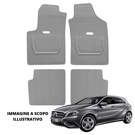 LUCEV Tappetini in Gomma per Mercedes Classe A (12>), Grigio, con Fermi