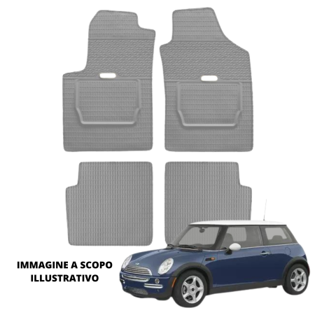 LUCEV Tappetini in Gomma per Mini One (01>06), Grigio, senza Fermi