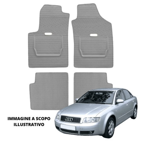 LUCEV Tappetini in Gomma per Audi A4 (01>07), Grigio, con Fermi