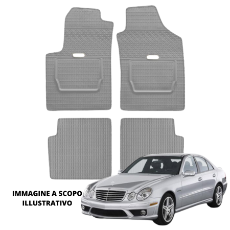 LUCEV Tappetini in Gomma per Mercedes Classe E W211 (02>06), Grigio, con Fermi
