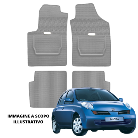 LUCEV Tappetini in Gomma per Nissan Micra (03>07), Grigio, senza Fermi