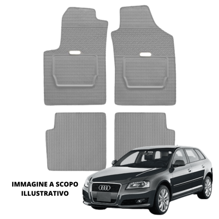 LUCEV Tappetini in Gomma per Audi A3 (03>12), Grigio, con Fermi
