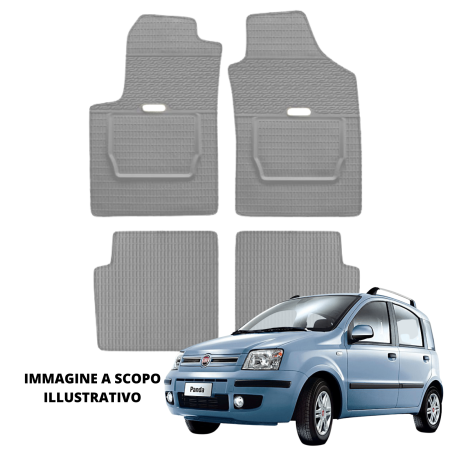 LUCEV Tappetini in Gomma per Fiat Panda (03>12), Grigio, senza Fermi