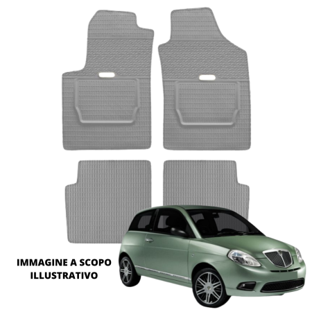 LUCEV Tappetini in Gomma per Lancia Ypsilon (03>05/11), Grigio, senza Fermi
