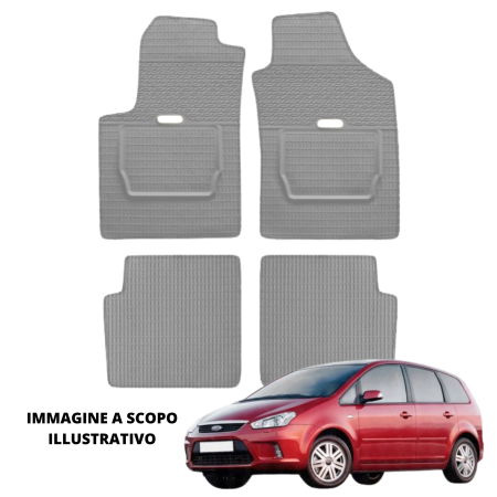 LUCEV Tappetini in Gomma per Ford Focus C-Max (03>10), Grigio, con Fermi