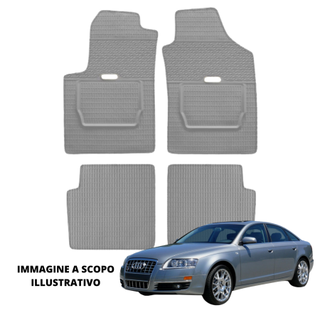 LUCEV Tappetini in Gomma per Audi A6 (04>08), Grigio, con Fermi