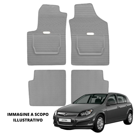 LUCEV Tappetini in Gomma per Opel Astra H (04>09), Grigio, con Fermi