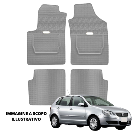LUCEV Tappetini in Gomma per Volkswagen Polo (05>09), Grigio, con Fermi