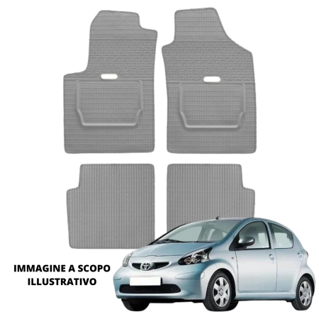 LUCEV Tappetini in Gomma per Toyota Aygo (05>14), Grigio, con Fermi