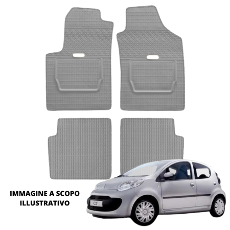 LUCEV Tappetini in Gomma per Citroën C1 (05>14), Grigio, con Fermi