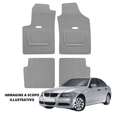 LUCEV Tappetini in Gomma per BMW Serie 3 E90-E91 (05>08), Grigio, con Fermi