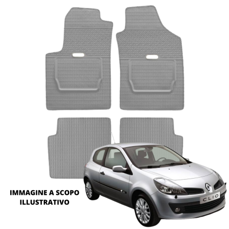 LUCEV Tappetini in Gomma per Renault Clio (05>09), Grigio, senza Fermi