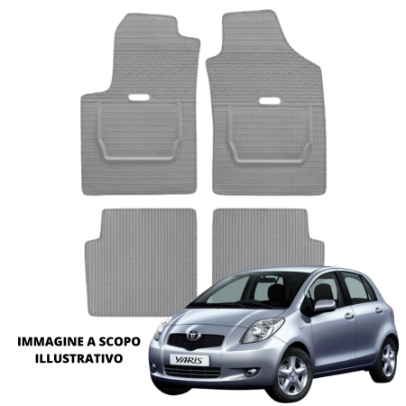 LUCEV Tappetini in Gomma per Toyota Yaris (06>11), Grigio, con Fermi