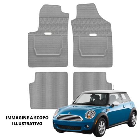 LUCEV Tappetini in Gomma per Mini One (06>14), Grigio, con Fermi