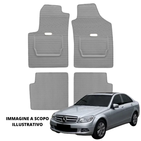 LUCEV Tappetini in Gomma per Mercedes Classe C W204 (01/07>11), Grigio, con Fermi