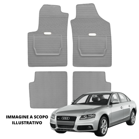 LUCEV Tappetini in Gomma per Audi A4 (07>), Grigio, con Fermi