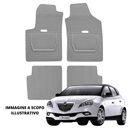 LUCEV Tappetini in Gomma per Lancia Delta (08>), Grigio, con Fermi