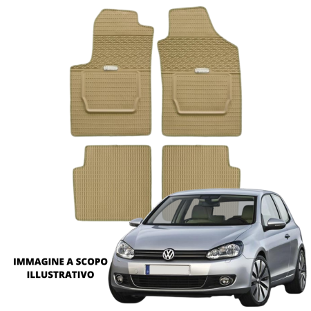 LUCEV Tappetini in Gomma per Volkswagen Golf VI (08>), Avana, con Fermi