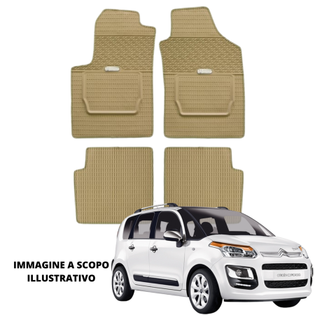 LUCEV Tappetini in Gomma per Citroën C3 Picasso (09>), Avana