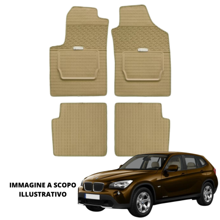 LUCEV Tappetini in Gomma per BMW X1 (09>), Avana, con Fermi