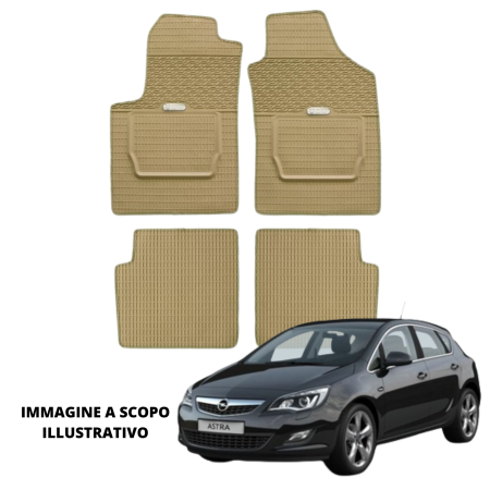 LUCEV Tappetini in Gomma per Opel Astra J (10>), Avana, con Fermi