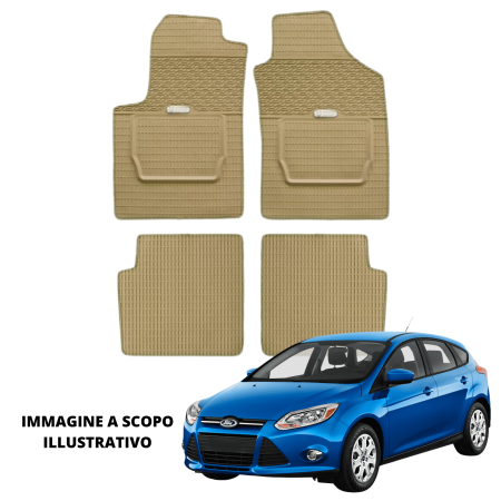 LUCEV Tappetini in Gomma per Ford Focus (3/11>), Avana, con Fermi