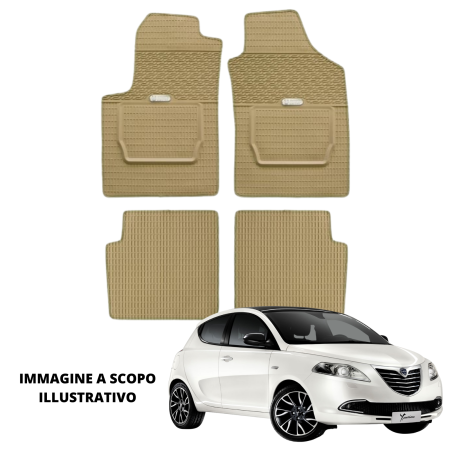 LUCEV Tappetini in Gomma per Lancia Ypsilon (6/11>), Avana, con Fermi