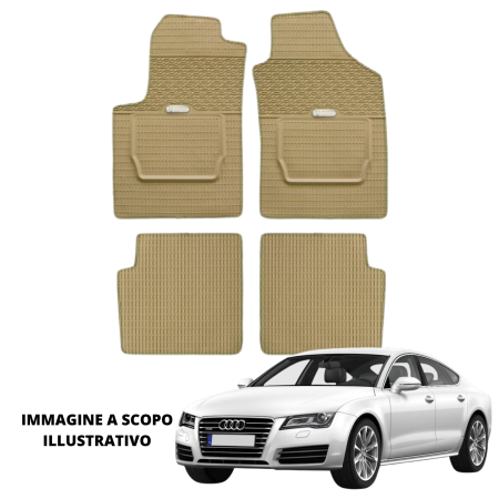 LUCEV Tappetini in Gomma per Audi A7 (10>), Avana, con Fermi