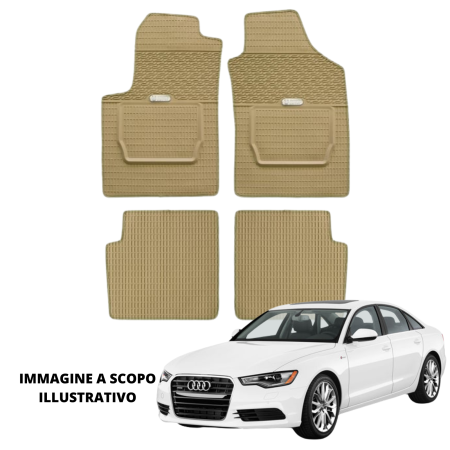 LUCEV Tappetini in Gomma per Audi A6 (11>), Avana, con Fermi