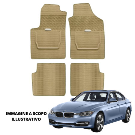 LUCEV Tappetini in Gomma per BMW Serie 3 F30 (12>), Avana, con Fermi