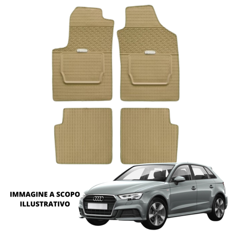 LUCEV Tappetini in Gomma per Audi A3 (12>), Avana, con Fermi