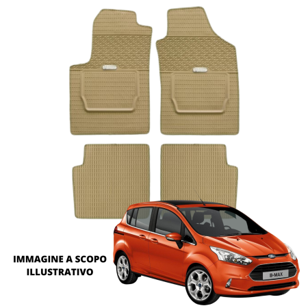 LUCEV Tappetini in Gomma per Ford B-Max (12>), Avana, con Fermi