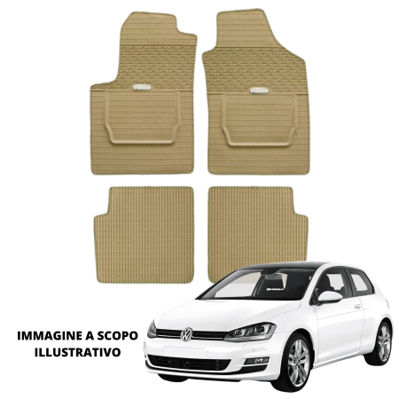 LUCEV Tappetini in Gomma per Volkswagen Golf VII (12>), Avana, con Fermi