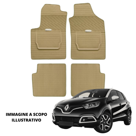 LUCEV Tappetini in Gomma per Renault Captur (13>), Avana, con Fermi