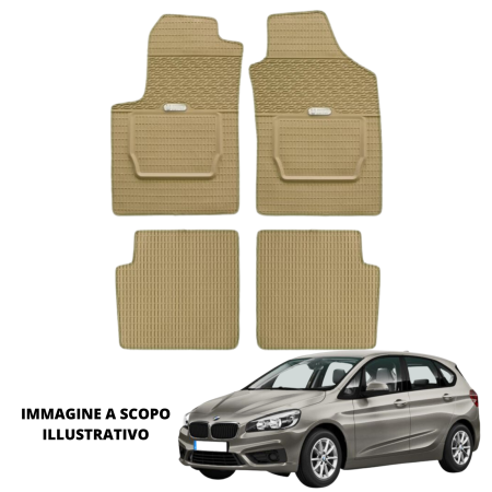 LUCEV Tappetini in Gomma per BMW Serie 2 Active Tourer (14>), Avana, con Fermi