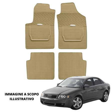 LUCEV Tappetini in Gomma per Audi A4 (01>07), Avana, con Fermi
