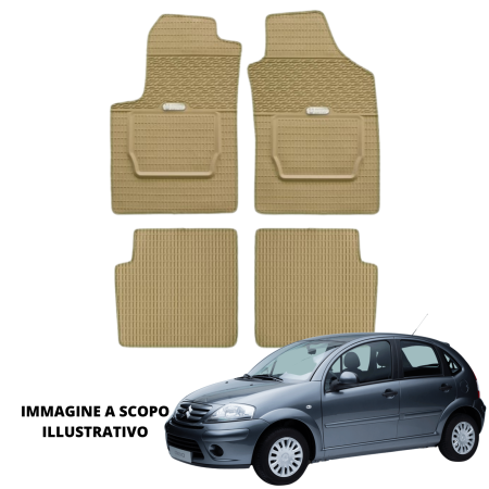 LUCEV Tappetini in Gomma per Citroën C3 (03>09), Avana, con Fermi