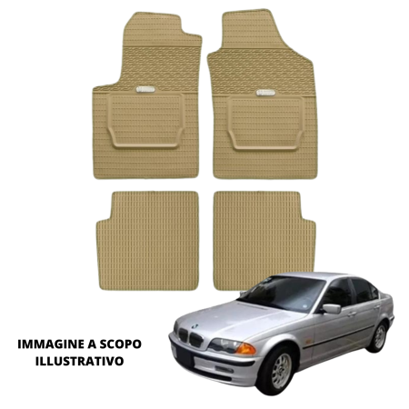 LUCEV Tappetini in Gomma per BMW Serie 3 E46 (98>), Avana, con Fermi