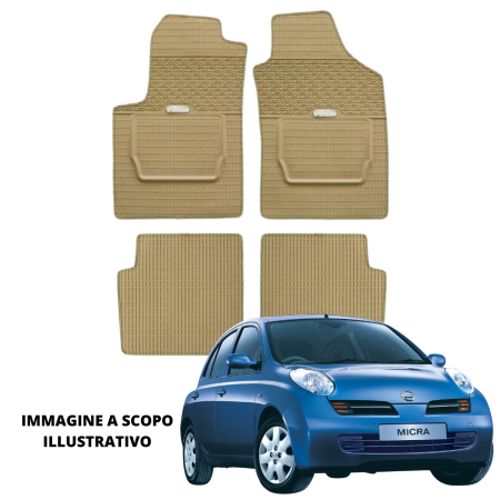 LUCEV Tappetini in Gomma per Nissan Micra (03>07), Avana, senza Fermi