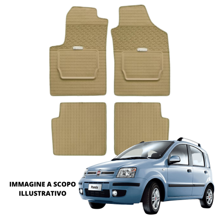 LUCEV Tappetini in Gomma per Fiat Panda (03>12), Avana, senza Fermi