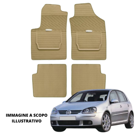 LUCEV Tappetini in Gomma per Volkswagen Golf V (03>), Avana, con Fermi